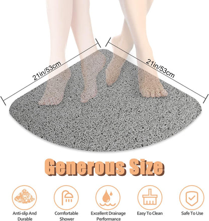 Square Shower Mat, Non Slip Bath Mat, Loofah Shower Stall Mats for Walk-in Shower, 32 x 32 Inches Shower Floor Mat with Drain, Bath Mats for Showers Bathroom, Tub, Seniors