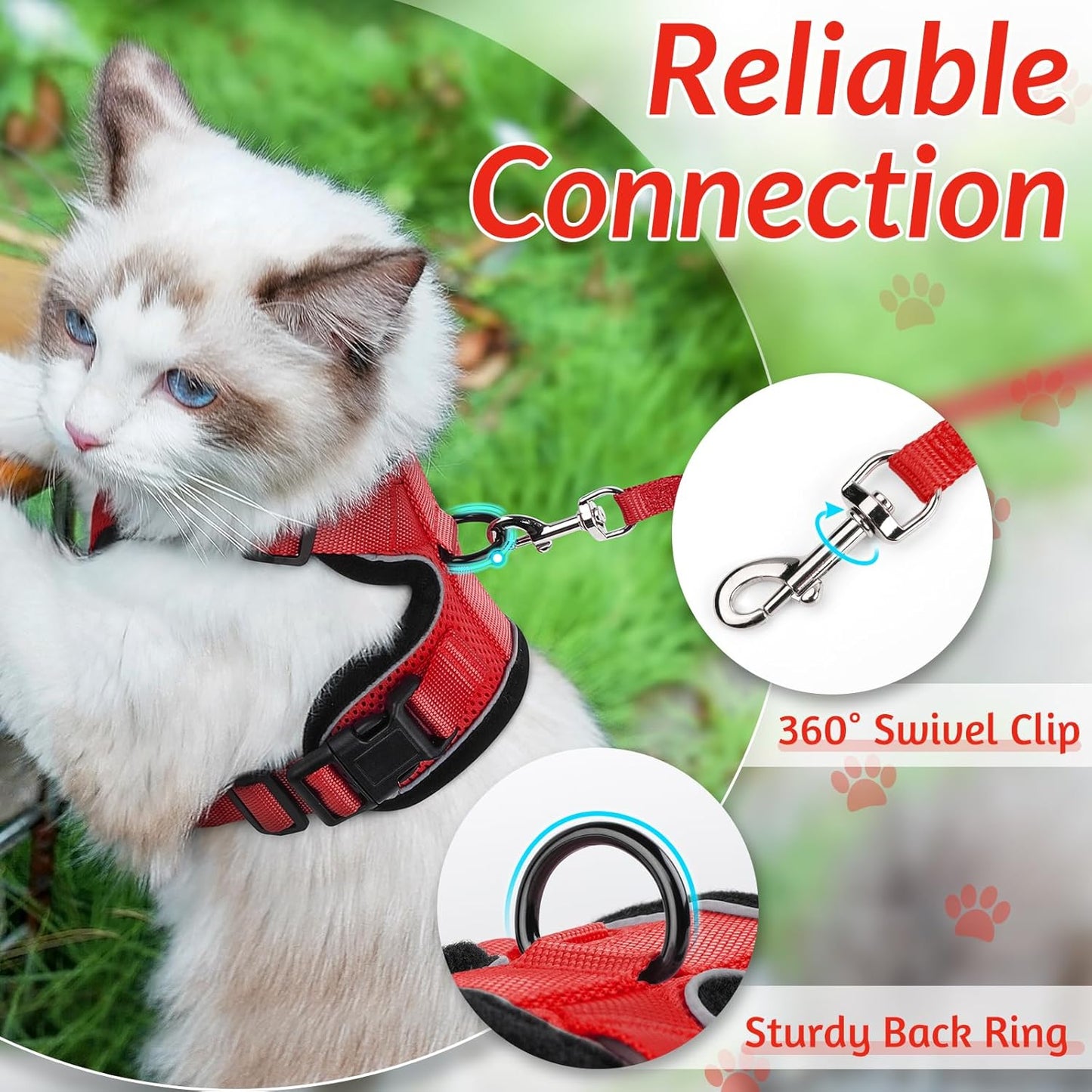 rabbitgoo Cat Harness and Leash for Walking, Escape Proof Soft Adjustable Vest Harnesses for Small Medium Cats, Easy Control Breathable Reflective Strips Jacket, XS, Black
