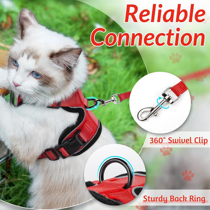 rabbitgoo Cat Harness and Leash for Walking, Escape Proof Soft Adjustable Vest Harnesses for Small Medium Cats, Easy Control Breathable Reflective Strips Jacket, XS, Black