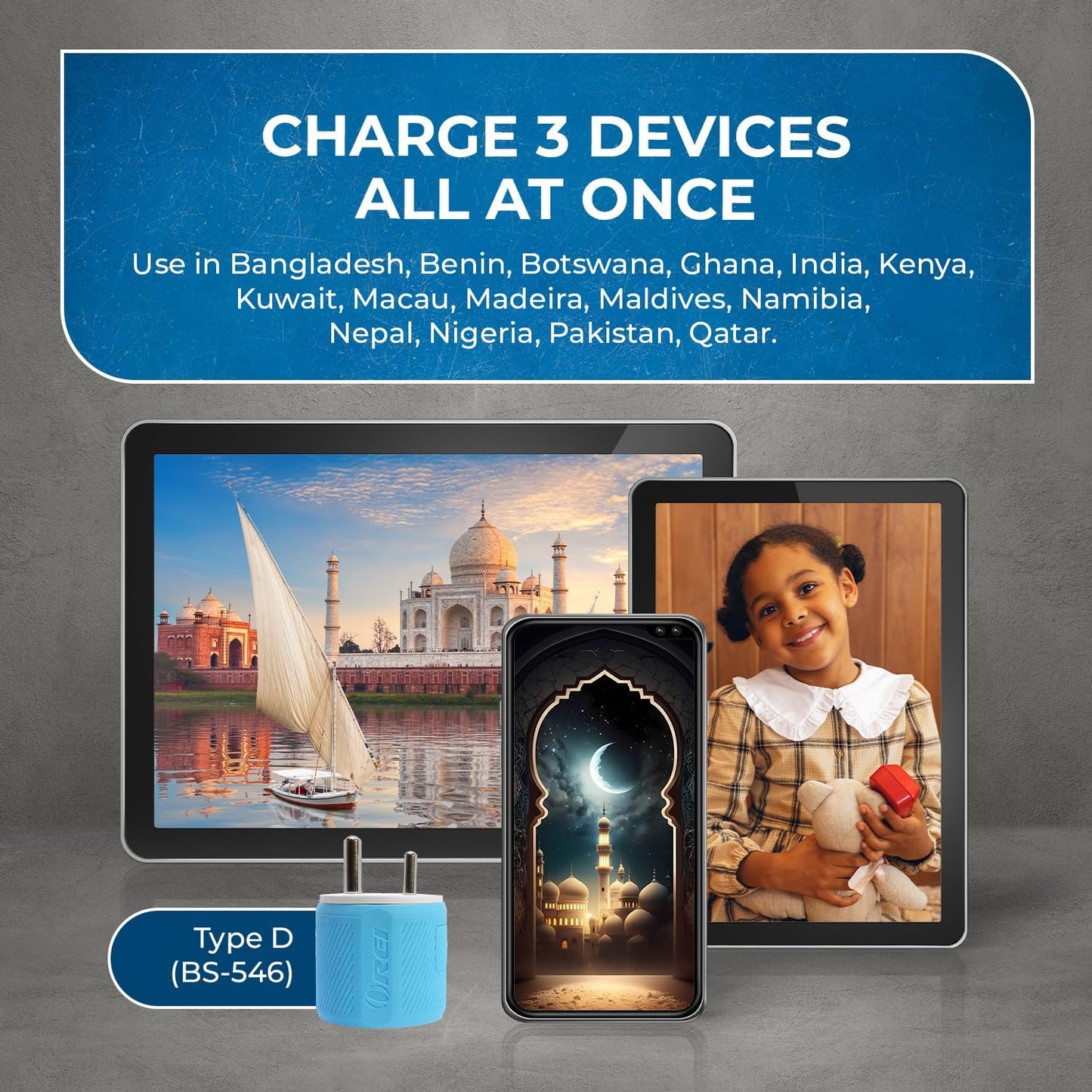 OREI South Africa, Botswana, Namibia Travel Plug Adapter with Dual USB - USA Input - Type M (U2U-10L), Will work with Cell Phones, Camera, Laptop, Tablets, iPad, iPhone