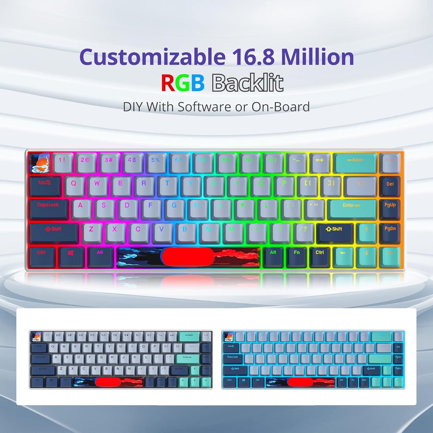 Owpkeenthy Full Size Green Mechanical Gaming Keyboard with Number Pad, Wired 100% Office NKRO Keyboard RGB Backlit 104 Keys with Red Switch for PC Gamer (104 Matcha)