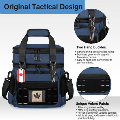 Lunch Box Cooler Bag - Insulated Tactical Lunchbox for Men - XLarge Lunch Pail Lunch Kit for Adults Work Outdoor Shifts Trips Black Camo 25L