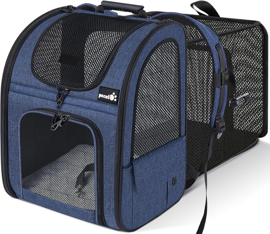 Pecute Pet Carrier Backpack, Dog Carrier Backpack Expandable with Breathable Mesh for Pets ＜6kg, Pet Backpack Carrier for Hiking Travel Camping Outdoor