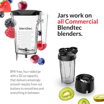 Blendtec Total Classic Original Blender and 75 oz FourSide Blender Jar - Kitchen Blender Bundle - Red