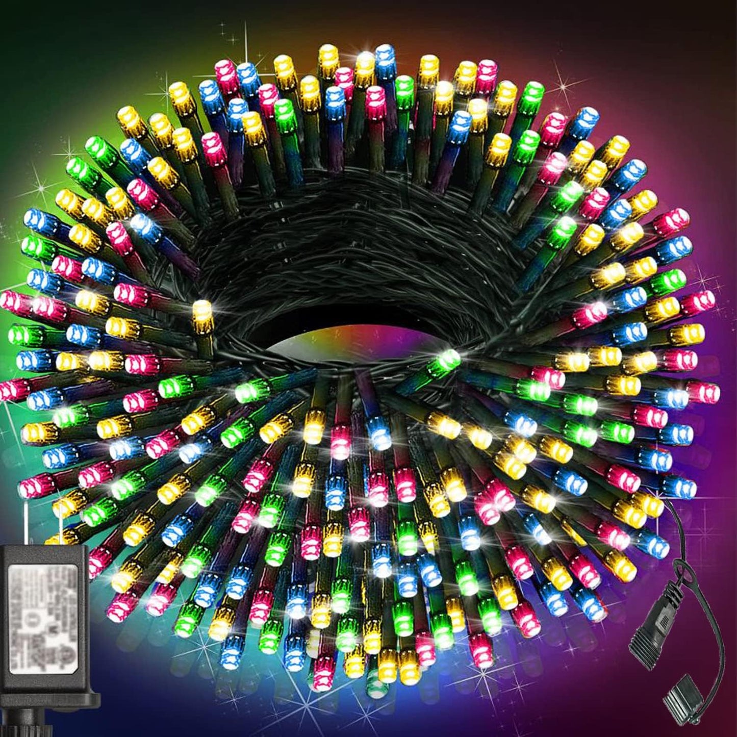 Haili Halloween Lights Outdoor, 105 FT 300 LED Halloween String Lights with Memory Function, Plug in 8 Mode String Lights for Halloween,Christmas,Party, Patio, House Decoration (Purple Orange)