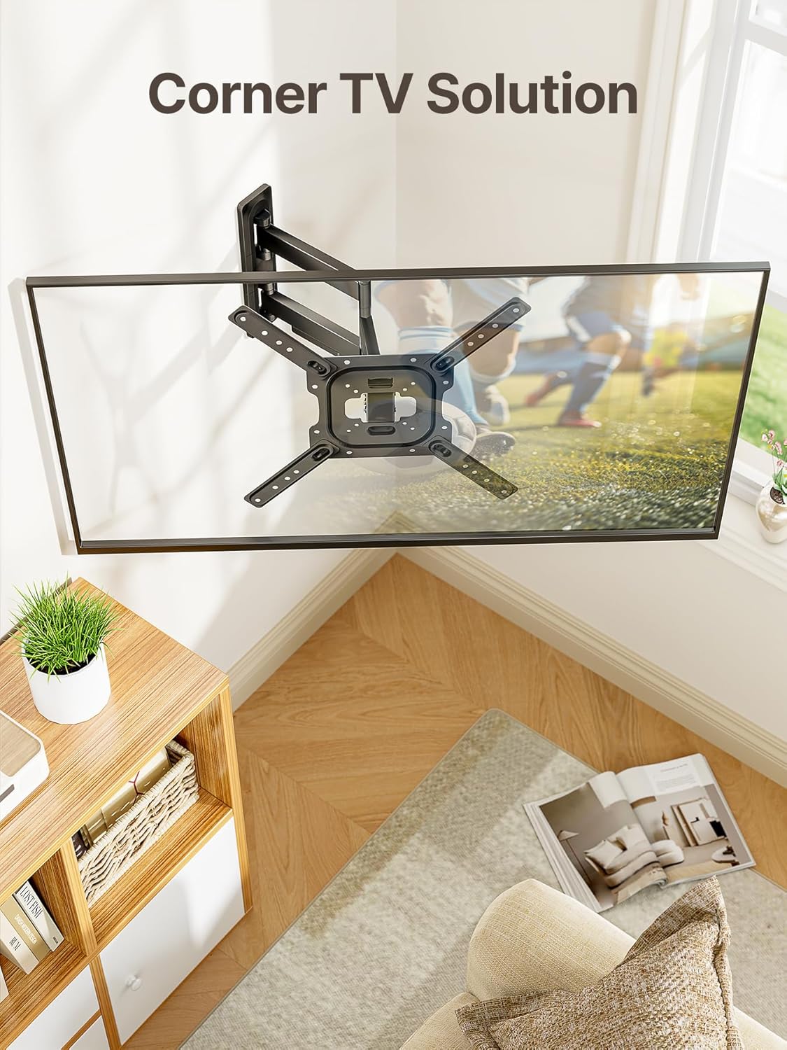 monTEK Full Motion TV Mount for Most 23-65 Inch Flat Curved TVs & Monitors, Swivel Articulating Tilt TV Wall Mount, Wall Mount TV Bracket Perfect Center Design Max VESA 400x400mm, up to 77lbs - PuriLite