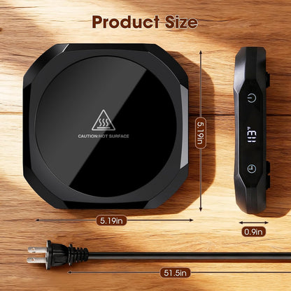 MQUPIN Coffee Mug Warmer, Mug Warmer for Desk, Heated Mug for Coffee with1-12H Auto Shut Off, Electric Beverage Warmer with 3 Temperature Settings(113°F/131°F/167°F), Tea Warmer for Office Desk(Black)