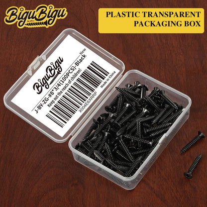 #4 * 2" Wood Screws, Flat Head Phillips Black Stainless Steel, 100Pcs Corrosion Resistant for Wood, Drywall Applications, and Outdoor Use