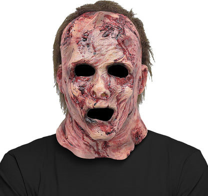 Puppyhao Halloween Scary Mask Realistic Zombie Human Face Mask with Hair for Adults Cosplay Party Latex Props