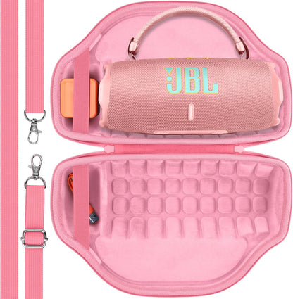 co2CREA Case for JBL Charge 6 Waterproof Portable Bluetooth Speaker, Hard Travel Case with Detachable Shoulder Strap (White Case)