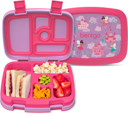 Bentgo Kids Prints (Unicorn) - Leak-Proof, 5-Compartment Bento-Style Kids Lunch Box - Ideal Portion Sizes for Ages 3 to 7 - BPA-Free and Food-Safe Materials