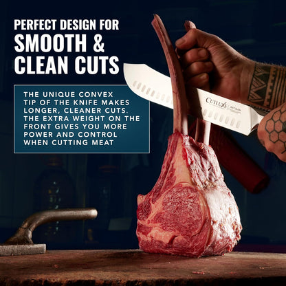 Cutluxe Butcher Knife – 10″ Cimeter Breaking Knife, Razor Sharp Forged High Carbon German Steel, Full Tang Carving Knife, Ergonomic Handle Design – Artisan Series