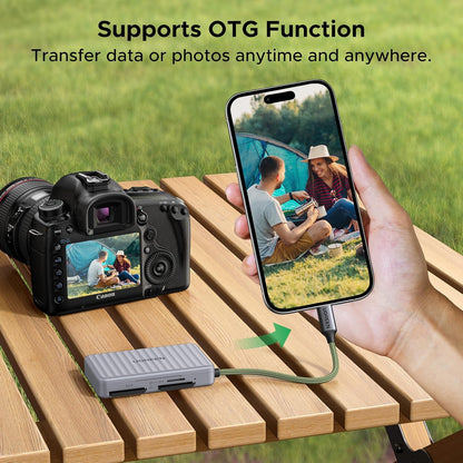 UGREEN USB C SD Card Reader with SD Card Storage, High-Speed Memory Card Reader Adapter with 4 Card Storage Case Holder for Cameras SD/Micro SD Card Compatible with iPhone 16 15, Samsung Galaxy etc