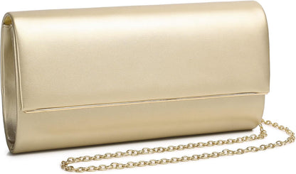 MUDUO Patent Leather Envelope Clutch Purse Shiny Candy Foldover Clutch Evening Bag for Women (7018-Silver)