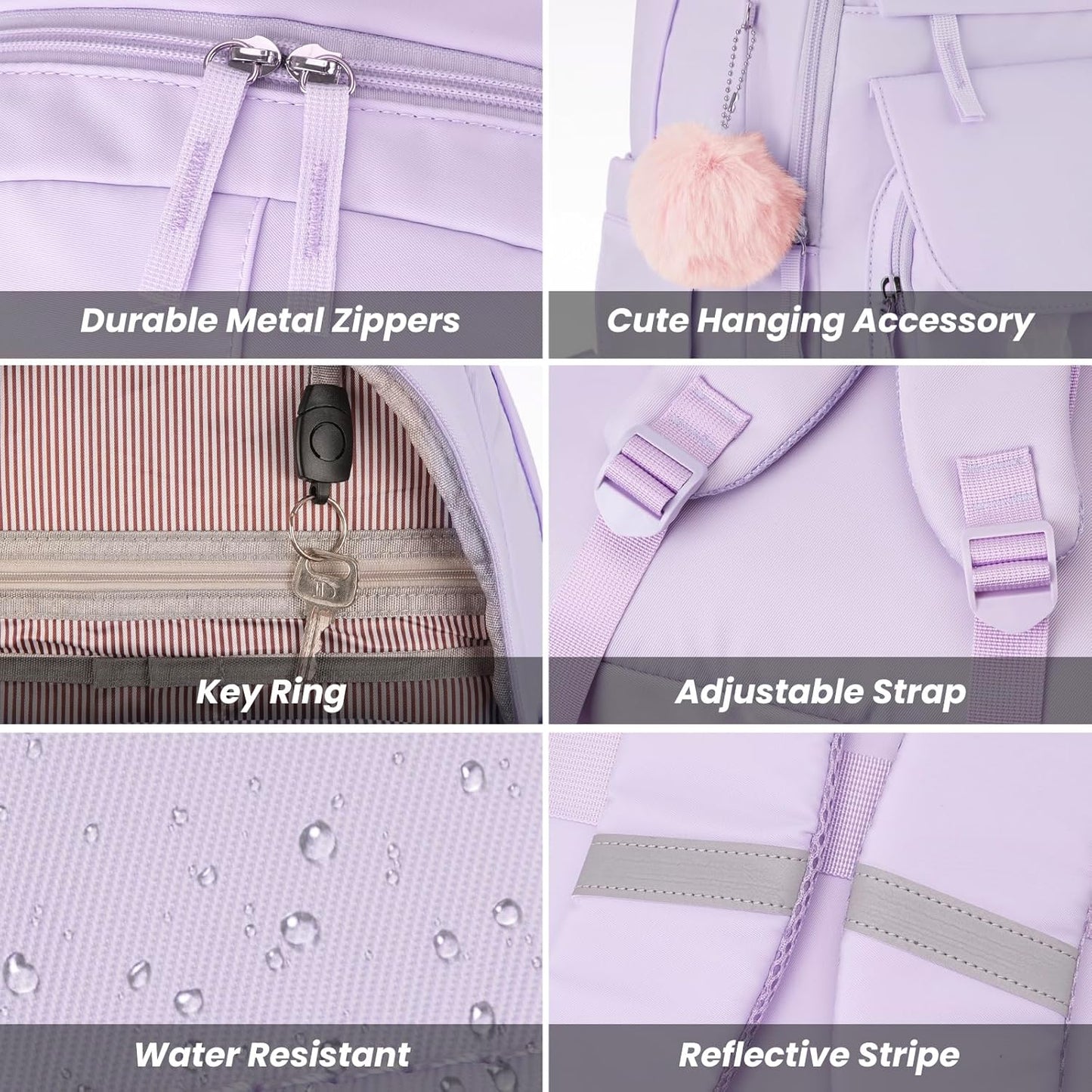 WINDARS School Backpack for Teen Girls, Cute College Backpacks for Women Students Aesthetic Bookbag Large 15.6 Inch Laptop Bag Middle School Travel Back Pack (Khaki Beige)