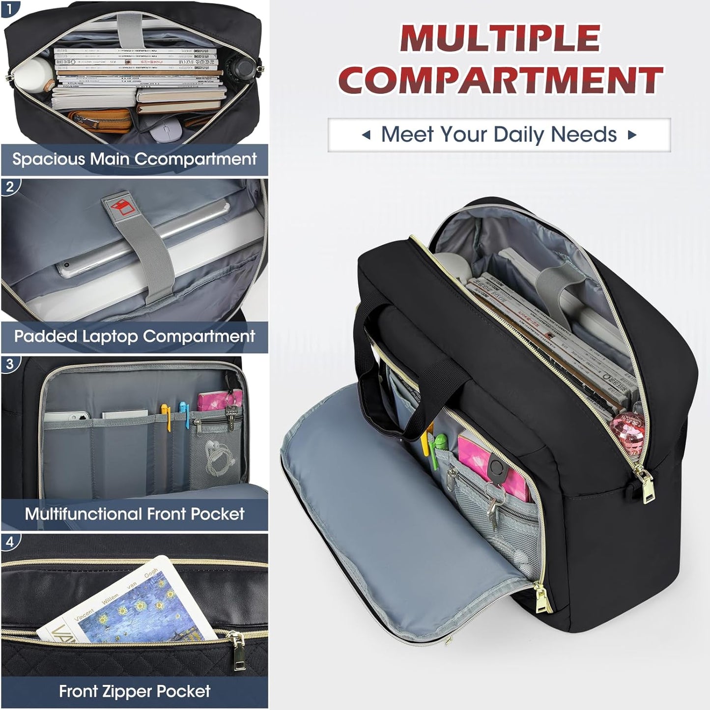 Laptop Bag 17 Inch Laptop Briefcase for Women Waterproof Computer Messenger Bag Professional Laptop Case for Business Work - PuriLite