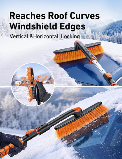 AstroAI 46" Extendable 2-in-1 Snow Brush & Ice Scrapers for Car Windshield