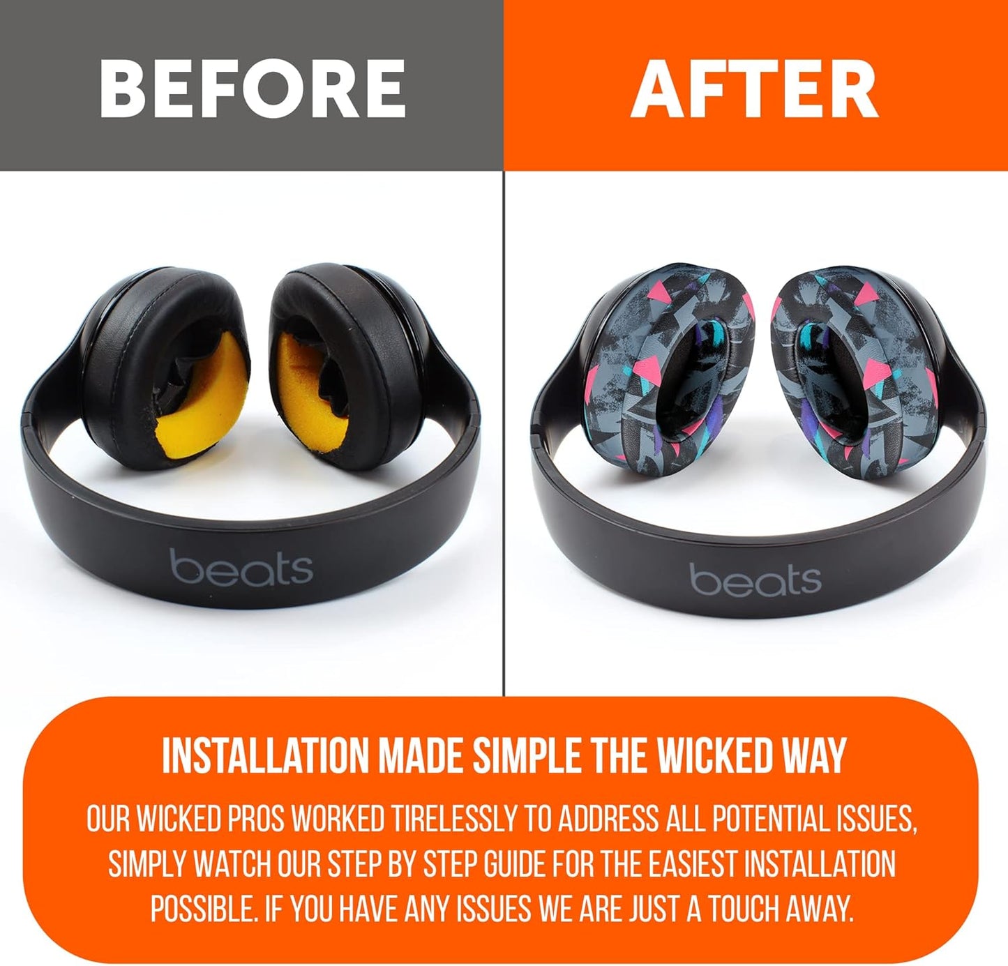 WC Wicked Cushions Replacement Ear Pads for Beats Studio 2 & 3 (B0501, B0500) Wired & Wireless | Does NOT Fit Beats Solo | Softer PU Leather, Enhanced Foam & Stronger Adhesive | Black