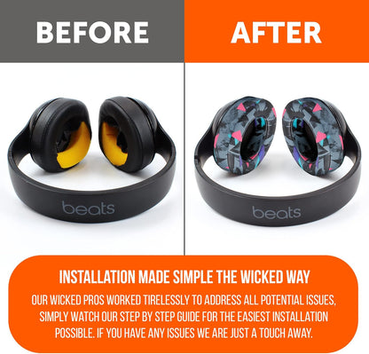 WC Wicked Cushions Replacement Ear Pads for Beats Studio 2 & 3 (B0501, B0500) Wired & Wireless | Does NOT Fit Beats Solo | Softer PU Leather, Enhanced Foam & Stronger Adhesive | Black Floral