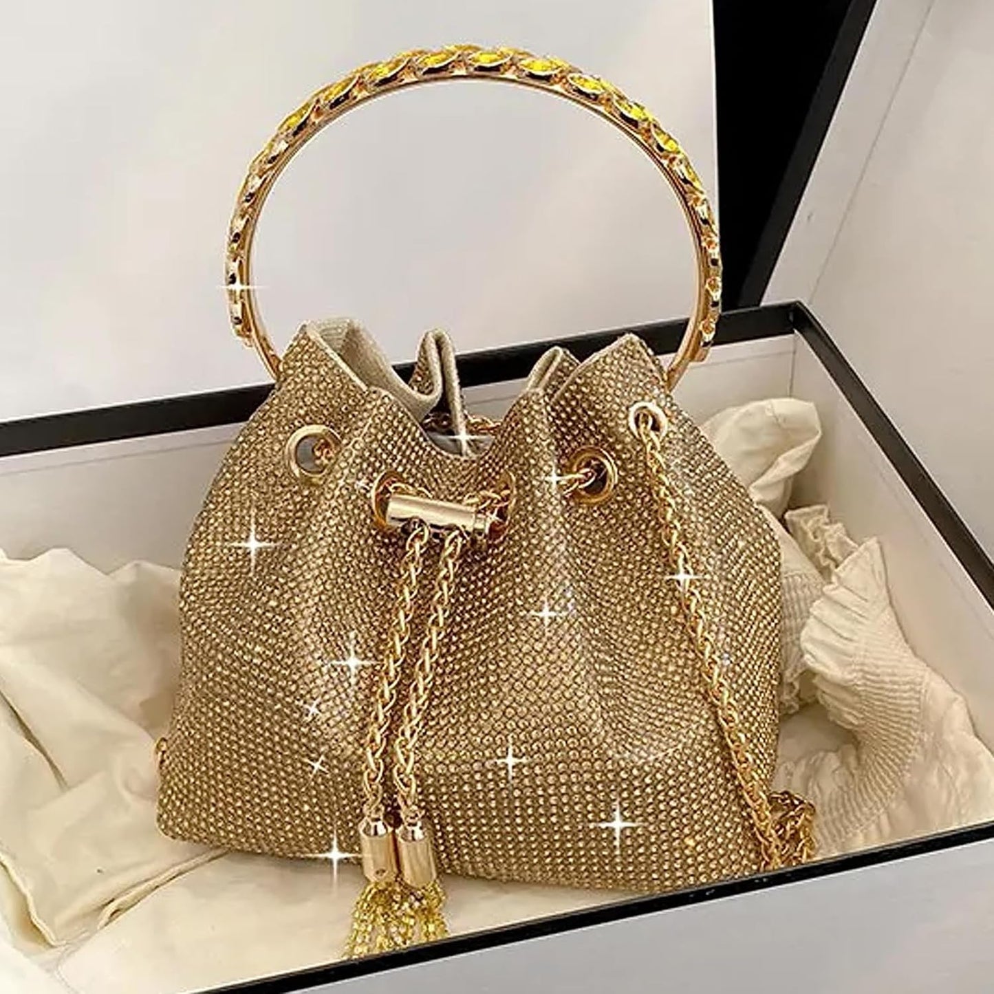 Rhinestone Purse for Women Sparkly Rhinestone Bag Evening Bag Silver Clutch Purses Bling Crossbody Bags for Women