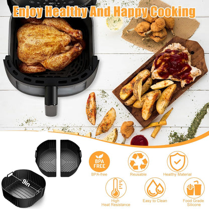 Silicone Air Fryer Liner, 3 PCS 9 Inch Square Air Fryer Basket Liners,Silicone Tray, Air Fryer Inserts for 6 to 9 QT, Reusable Air Fryer Accessories for Cosori Philips Ninja Oven Microwave