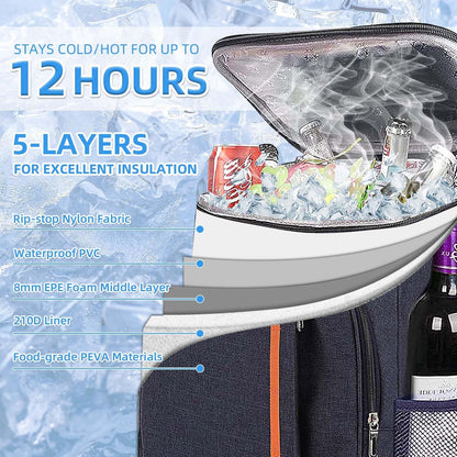 Bagtopia Camping Cooler Backpack 25 Cans, Leak Proof Insulated Thermal Bag, Beach Travel Picnic Lunch Backpack for Men Women