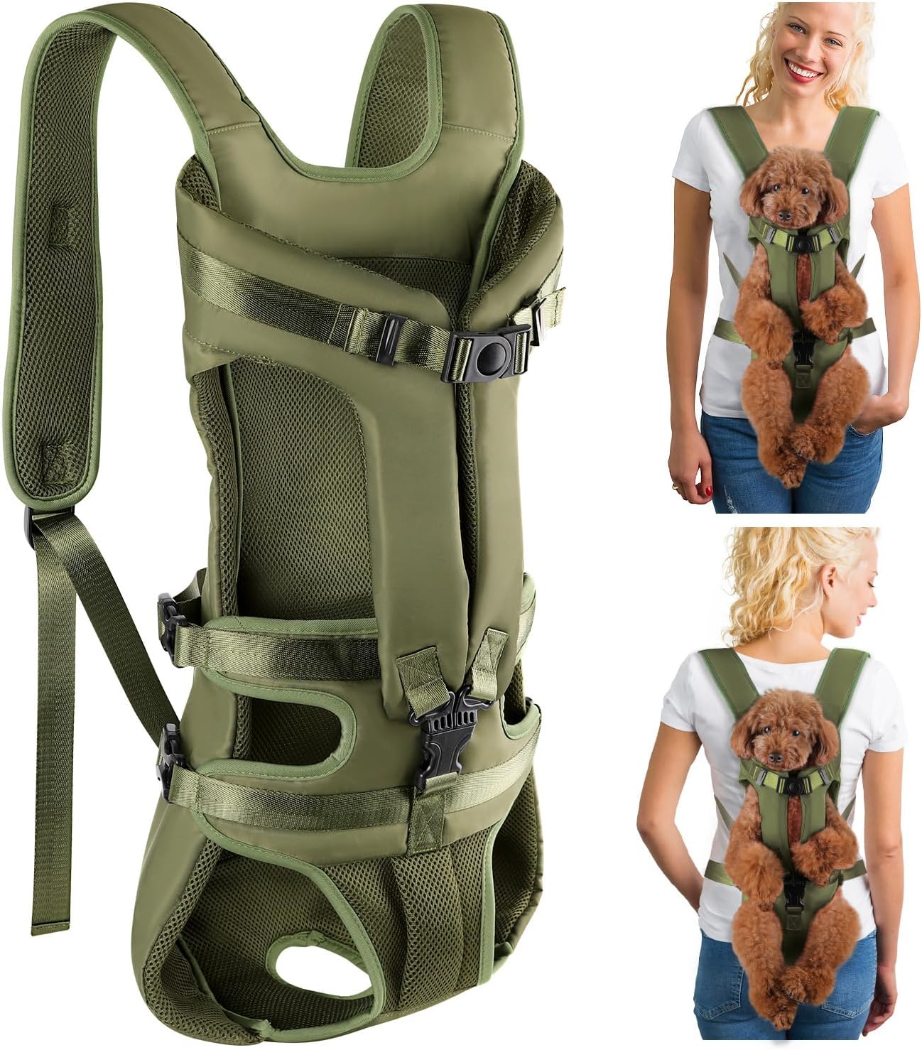 SlowTon Dog Carrier Backpack for Small Medium Dogs, Legs Out & Easy-Fit Dog Cat Puppy Front Carriers Bag for Pet Up to 35lbs, Adjustable Breathable Pet Backpack for Traveling Camping Hiking