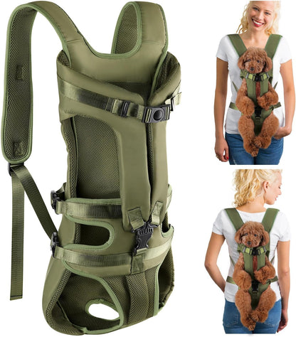 SlowTon Dog Carrier Backpack for Small Medium Dogs, Legs Out & Easy-Fit Dog Cat Puppy Front Carriers Bag for Pet Up to 35lbs, Adjustable Breathable Pet Backpack for Traveling Camping Hiking