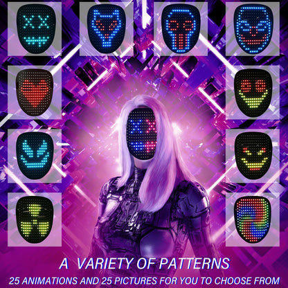 Depointer Life Led Mask with Gesture Sensing, LED Lighted Face Transforming Mask for Costume Cosplay Party Masquerade