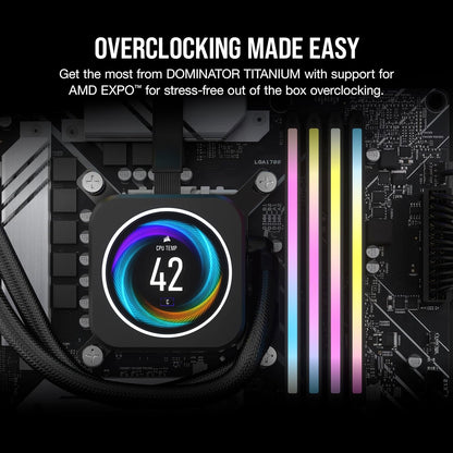 CORSAIR Dominator Titanium RGB DDR5 RAM 96GB (2x48GB) 6000MHz CL30-36-36-76 1.40V AMD Expo Intel XMP 3.0 Desktop Computer Memory – White (CMP96GX5M2B6000Z30W)
