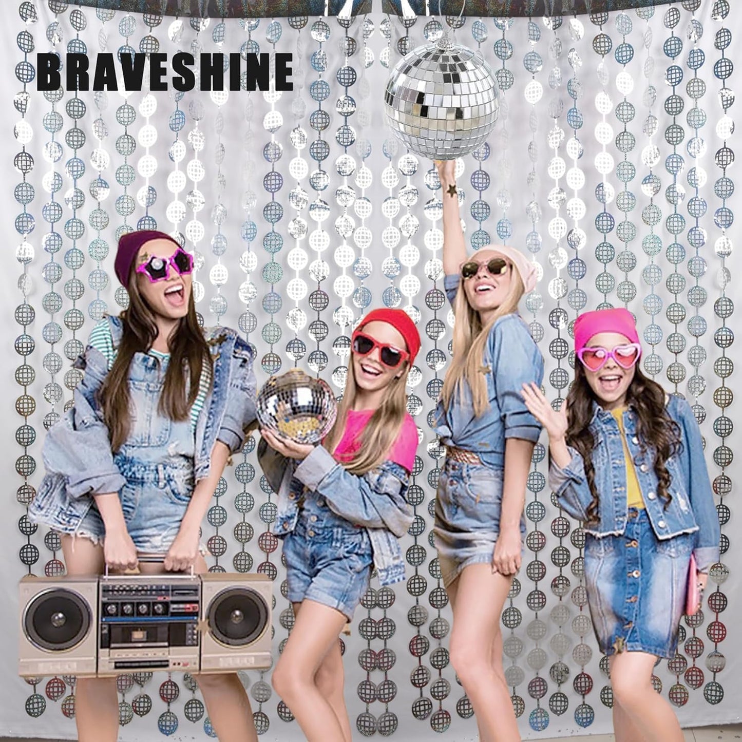BRAVESHINE Pink Glitter Tinsel Foil Fringe Curtain - 2 Pcs 3.2x8.2 ft Metallic Party Supplies Photo Backdrop for Girl Princess Birthday Unicorn Bachelorette Butterfly Bridal Shower Party Decorations