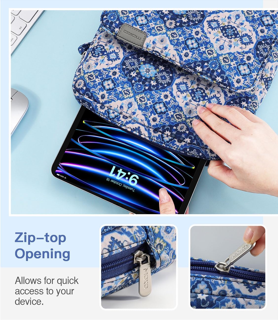 MoKo 13.3-14 Inch Laptop Sleeve Bag Fits MacBook Pro M3/M2 14" 2023, MacBook Pro 13" M2, New MacBook Air 13.6" M3/M2 2024/2022,Tab S8 Ultra 14.6",Handle Carrying Case with Shoulder Strap, Black & Gray - PuriLite