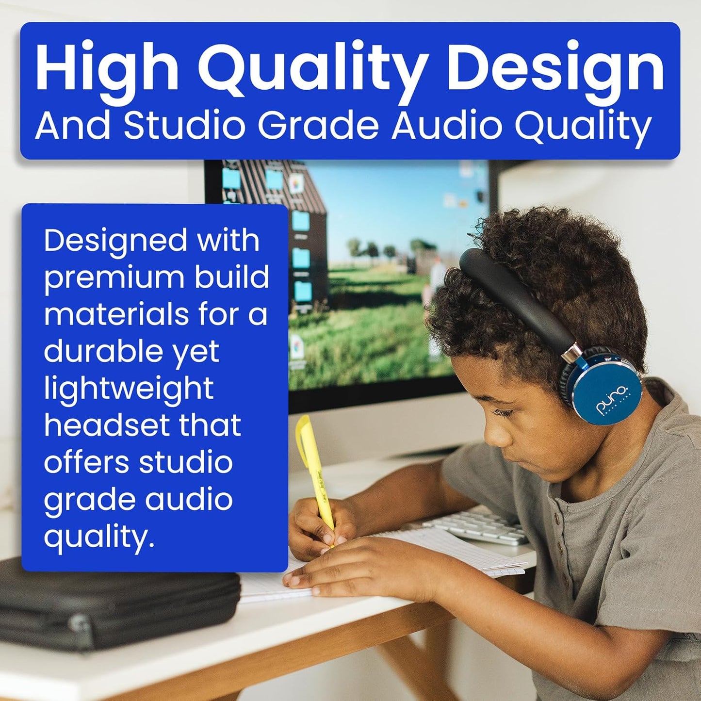 Puro Sound Labs BT2200 Plus Volume Limited Kids’ Bluetooth Headphones (Blue)