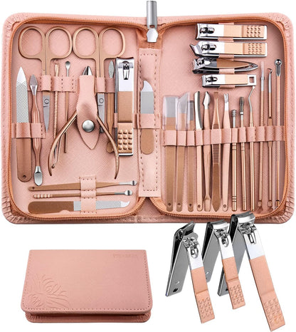 WOAMA Manicure Set 30 in 1 Nail Clipper Set Nail Kit for Women Men Stainless Steel Manicure Kit Professional with Travel Case