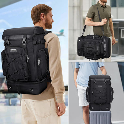 WITZMAN Travel Backpack for Men Women Carry on Bags for Airline Approved Convertible Duffle Luggage Backpack Shoe Compartment