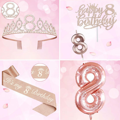 65th Birthday Decorations for Women, Including 65th Birthday Sash and Crown, Cake Topper and Candles, Number Balloons Rose Gold, 65 Year Old Gifts for Women