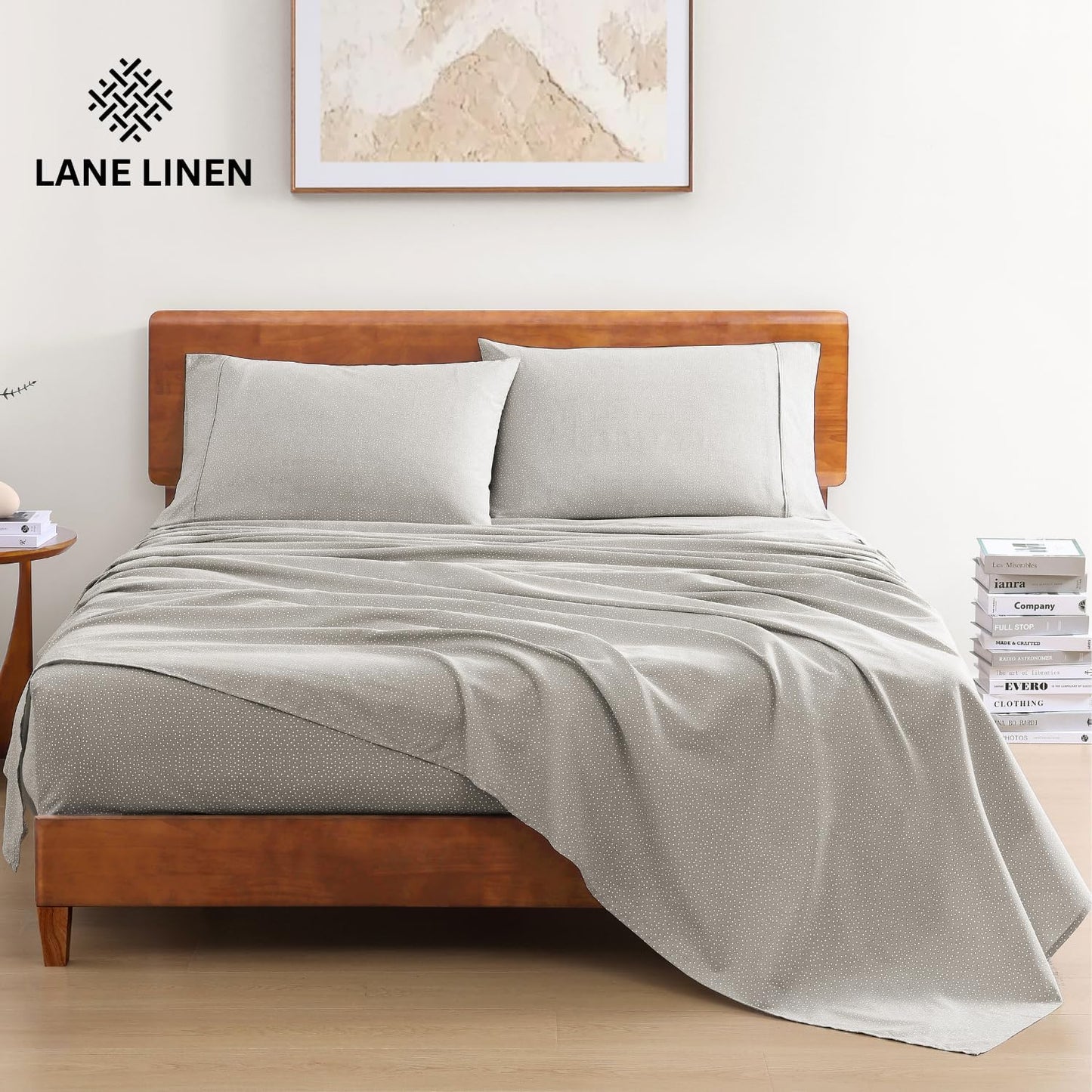 Lane Linen 100% Organic Cotton Queen Sheet Set, 4-Piece Percale Bed Sheets for Queen Bed - Soft, Breathable, Hypoallergenic, Deep Pocket Fits Mattress Up to 15" Deep, Hotel Quality Sheets - White