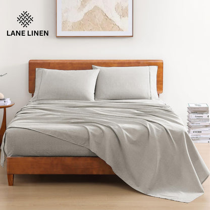 Lane Linen 100% Organic Cotton Queen Sheet Set, 4-Piece Percale Bed Sheets for Queen Bed - Soft, Breathable, Hypoallergenic, Deep Pocket Fits Mattress Up to 15" Deep, Hotel Quality Sheets - White