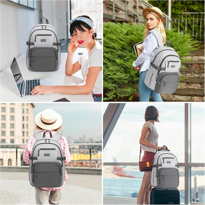 WINDARS Backpack for School Girls, Cute High School Backpacks for Teens Women Student Large Bookbag 15.6 Inch Laptop Bag with USB Charger Port for College Work Travel Trip (Beige Khaki)