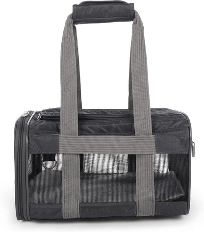 Sherpa Original Deluxe Travel Bag Pet Carrier, Airline Approved & Guaranteed-On-Board - Mesh Panels & Spring Frame, Locking Safety Zippers, Machine Washable Liner - Charcoal Gray, Medium