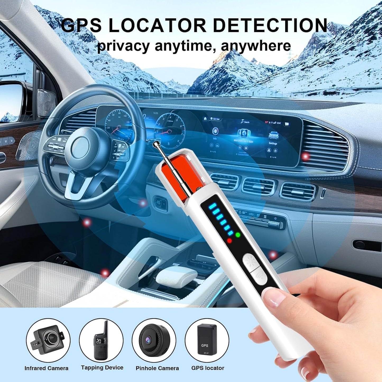 Hidden Camera Detectors, GPS Tracker Detector, Portable Camera Detector, Tracking Device Detector for Hotels, Home, Office