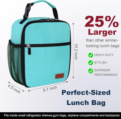 Lunch Box for Men Women Adults Small Lunch Bag for Office Work Picnic - Reusable Portable Lunchbox, Black