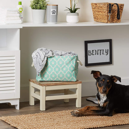 DII Bone Dry RoundSmall Pet Toy and Accessory Storage Bin, 12"(Dia) x9(H), Collapsible Organizer Storage Basket for Home Decor, Pet Toy, Blankets, Leashes and Food-Gray Stripes