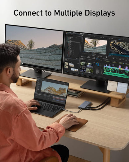 Anker 565 11-in-1 USB C Hub, 10 Gbps USB-C and USB-A Data Ports, 4K HDMI and DisplayPort, 100W Power Delivery, 2 USB 2.0 Data Ports, Ethernet, AUX, microSD and SD Card Slots, for XPS and More