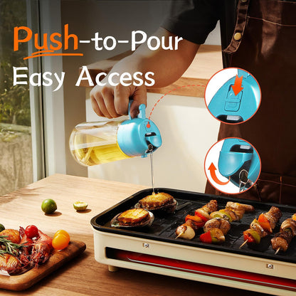 Purilite Select 470ml Glass Oil Sprayer &amp; Dispenser Bottle – 2-in-1 Flip Top