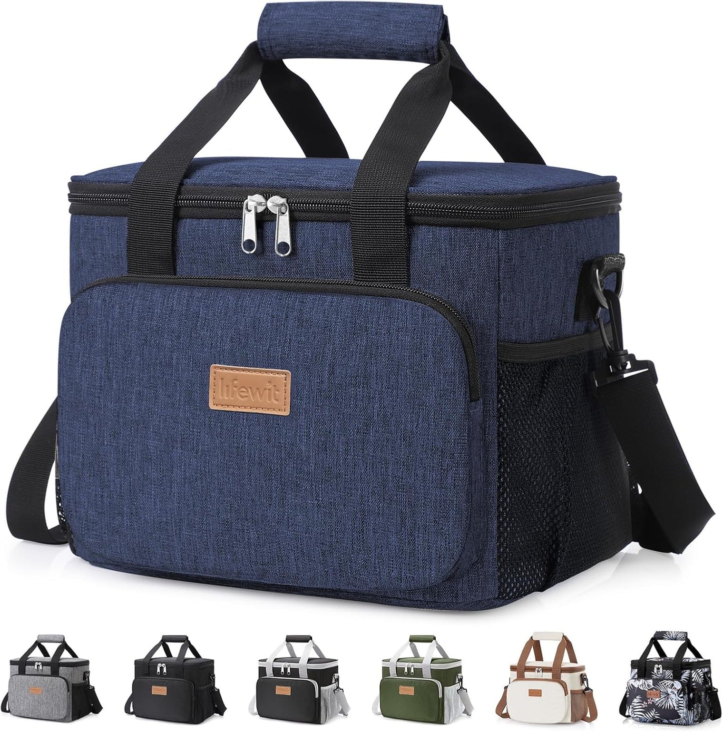 Lifewit Large Lunch Bag Insulated Lunch Box Soft Cooler Cooling Tote for Adult Men Women, Dark Green 12-Can (9L)