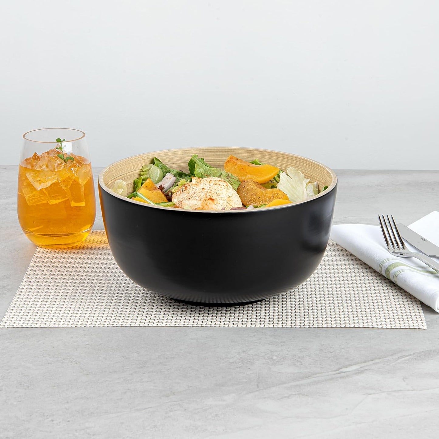 Restaurantware-Bambuddha 51 Ounce Extra Large Salad Bowl, 1 Heavy-Duty Round Salad Bowl - Sustainable, Reusable, Blue Bamboo Serving Dish, for Serving Salads, Fruits, and Appetizers