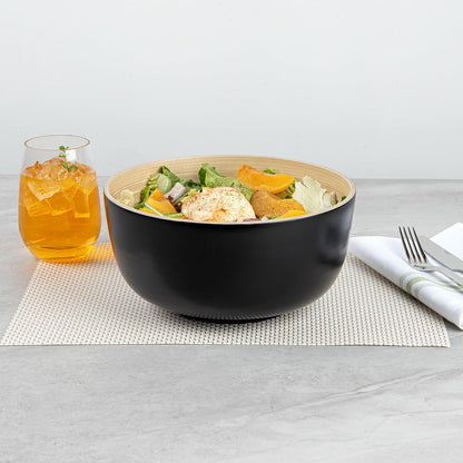 Restaurantware-Bambuddha 51 Ounce Extra Large Salad Bowl, 1 Heavy-Duty Round Salad Bowl - Sustainable, Reusable, Blue Bamboo Serving Dish, for Serving Salads, Fruits, and Appetizers