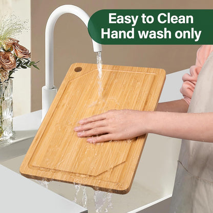 Bamboo Cutting Board Set of 3, Cutting Boards for Kitchen with Juice Groove, Bamboo Chopping Board Set, Serving Board Set for Meat, Fruit Vegetable and Cheese