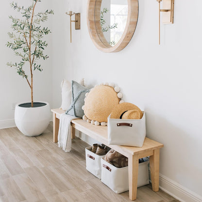 OrganiHaus Large Fabric Storage Baskets for Shelves 3 Pack, 15x11in Closet Storage Bins for Shelves, Cloth Baskets, Fabric Storage Cubes, Linen Closet Organizers, Fabric Basket, White Basket